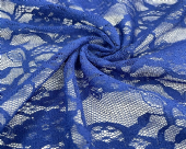 NC-1902  藍色優雅花紋 100%尼龍 柔軟手感透膚蕾絲布